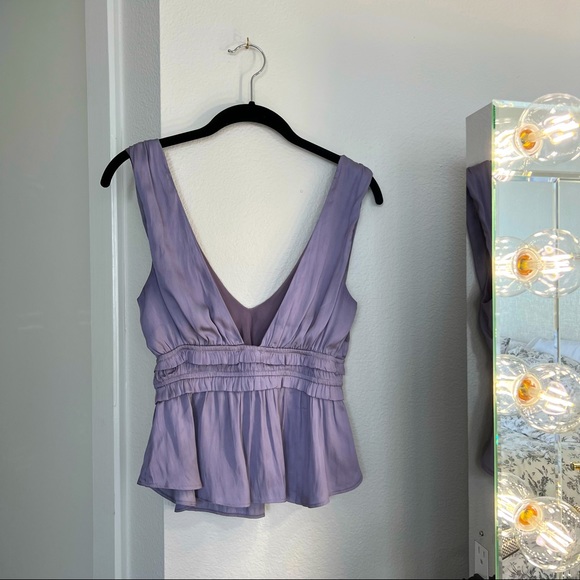 Lavender V-Neck Blouse - Picture 1 of 3
